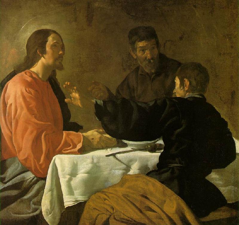 VELAZQUEZ, Diego Rodriguez de Silva y The Supper at Emmaus sg Norge oil painting art